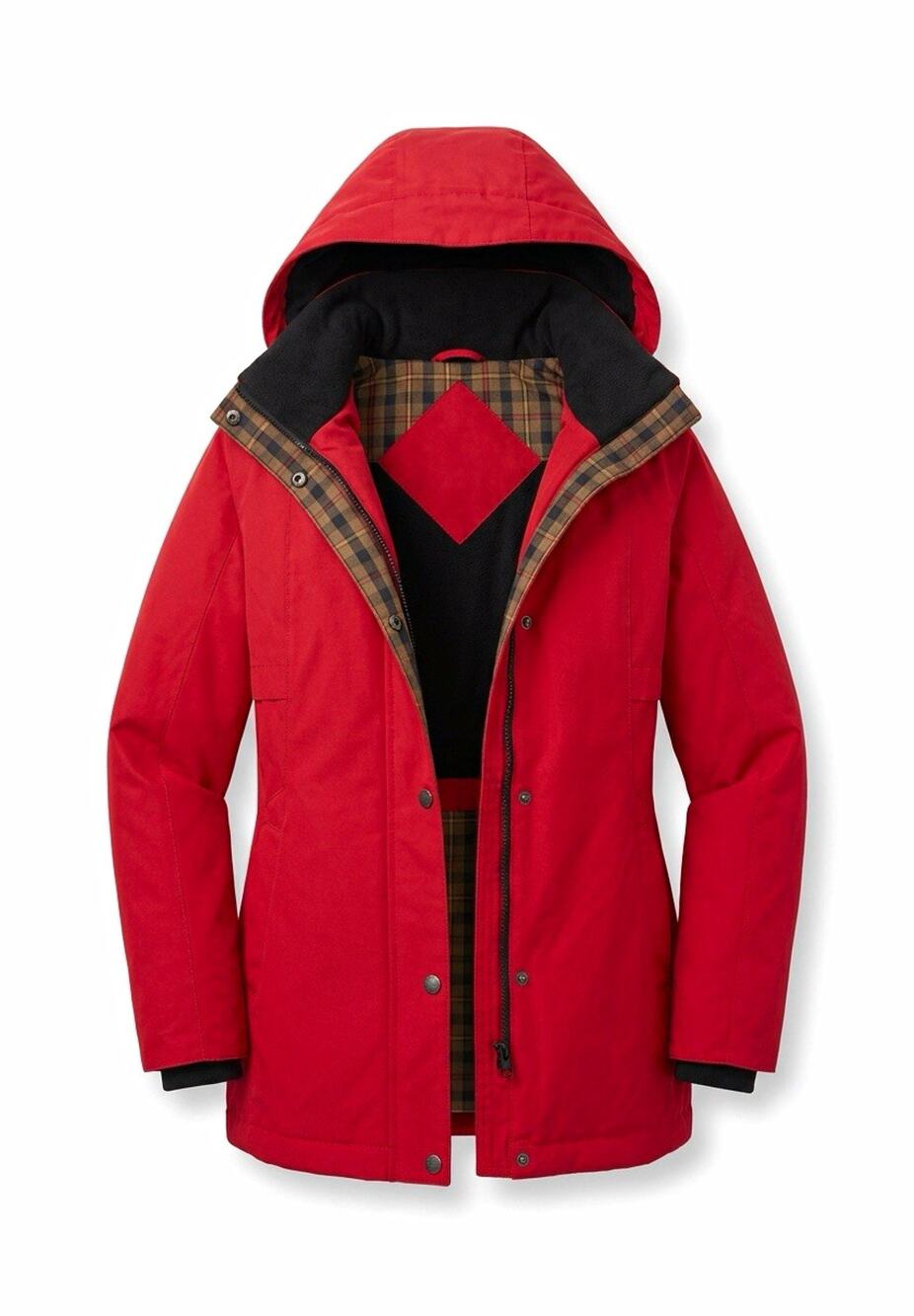 Pendleton Women's Red Canvas Hooded Lined Button Parka Jacket Mid-Length XS